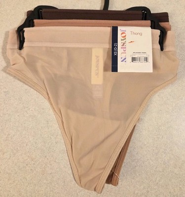 Joyspun Women's XS 0-2 Hosiery Thong Panties 3-PACK Beige Tan Brown #10726