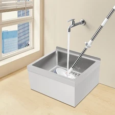 Commercial Wall-mounted Mop Sink Stainless Steel Floor Mop Sink Rectangular