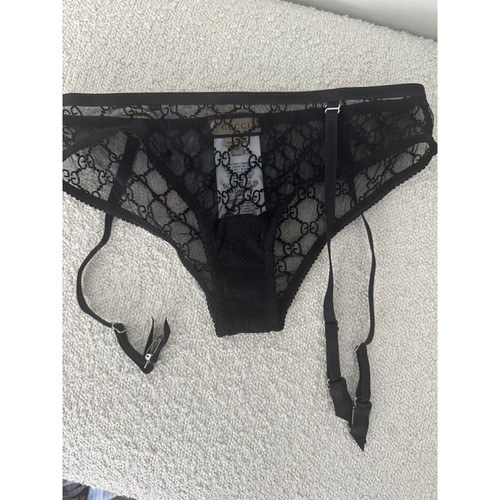 GUCCI Gg Star Set Lingerie in Tulle Nero Taglia XS Nuovo con etichette - Foto 4 di 5