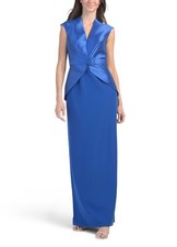 NWT RENE BY RENE RUIZ V-neck Mikado Column Gown in Cobalt 10