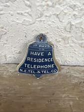 New England Telephone and Telegraph 1880s original celluloid tag for early phone
