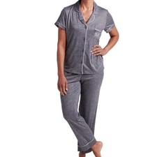 Rae Dunn Dream Women  s Gray 2 Piece Pjs Pajama Set Short Sleeve Size M