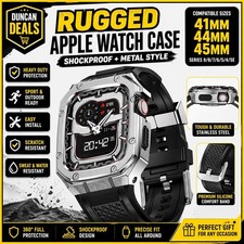 Rugged Apple Watch Band Case 45mm 44mm 41mm Stainless Steel Shockproof