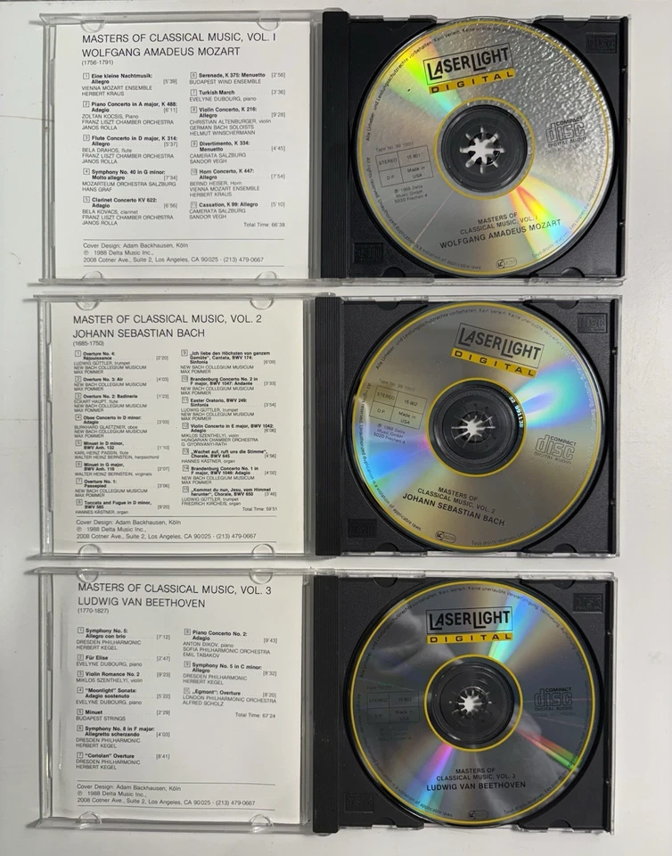 1988 Vol 1-3 Masters Of Classical Music - Bach, Beethoven, & Mozart CD Set - Image 3 of 4
