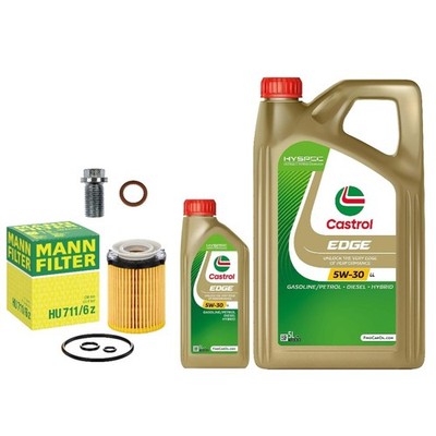 6L CASTROL EDGE LL 5W30 MANN OIL SERVICE KIT FOR MERCEDES CLA35 2.0 AMG 2019+