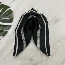 Baar  Beards Vintage 70s Square Scarf Black White Polka Dot Japan Stripe