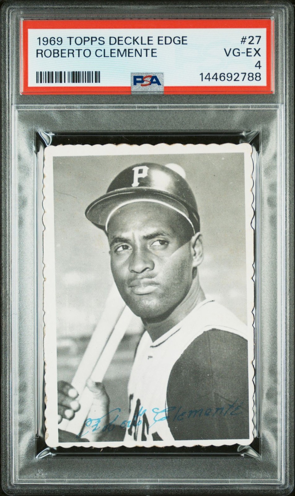 1969 TOPPS DECKLE EDGE #27 ROBERTO CLEMENTE PSA 4 view 1