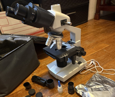 Binocular Compound Microscope 40X-1000X Biological Lab w/ Case & Accessories