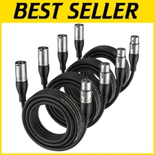 Durable 20ft 4 Pack XLR Microphone & Speaker Cables - Anti-Interference Design
