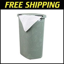 Wicker 60L Laundry Hamper with Lid, Mint