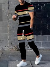 Men's Sportswear  Elegant Casual Crew Neck  Slightly Stretch Knitted Belt