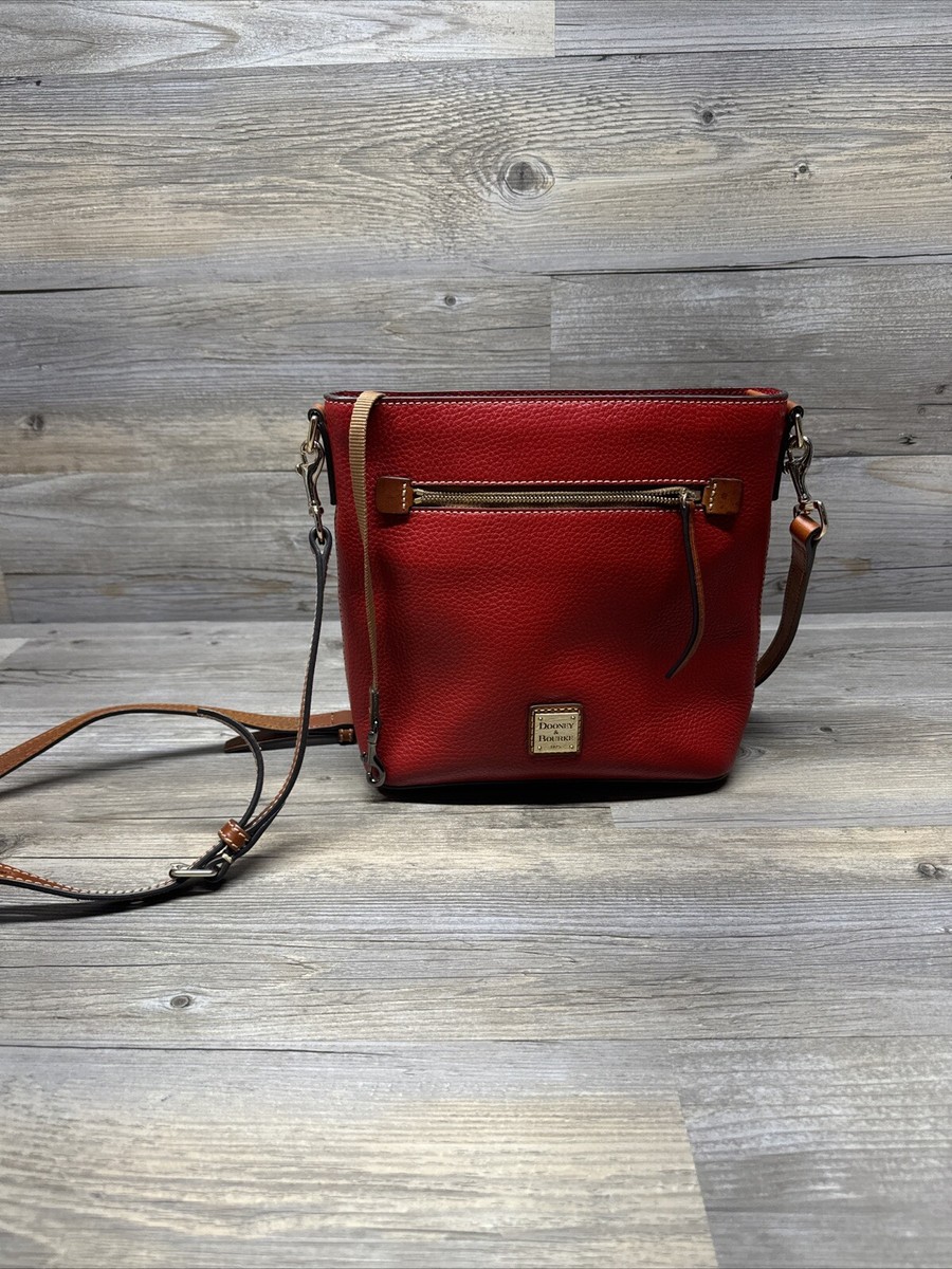 Dooney & Bourke Pebble Grain Leather Crossbody Bag - Red, Adjustable Strap, Multiple Pockets - View #2