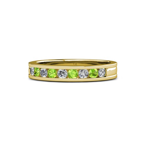TriJewels Peridot East-West Solitaire Ring - 1.00 Ct Princess Cut In 14K Gold, Bezel Setting