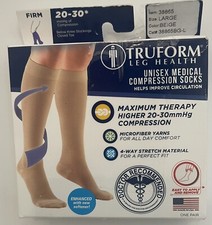 Truform 20-30 mm Firm Below Knee Compression Stockings Unisex Beige Large 38865