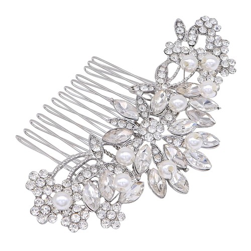 David’s Bridal white Rhinestone & Pearl headpiece / hair comb NWT David main image 4