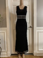 Women’s Junior lace black Bodycon long dress Size (M) Sleeveless Back Zipper