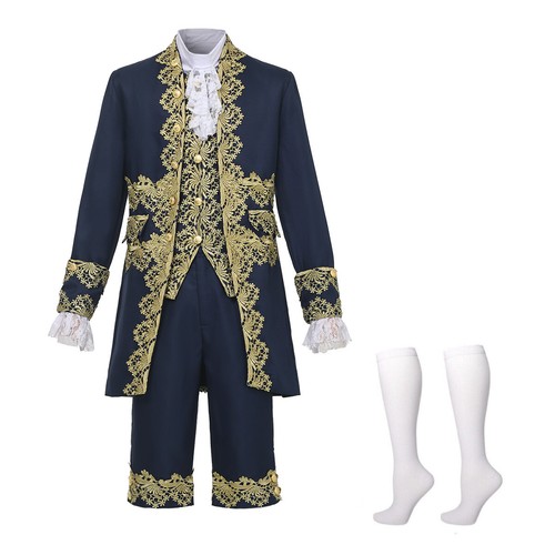 French Aristocrat Men's Rococo inspired trim Costume King Louis XVI Cosplay Suit - Picture 11 of 21