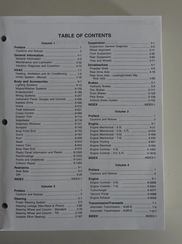 Manuale Di Officina 4 Volumi Chevrolet / GMC G-Van Seconda Edizione Del 1998 - Immagine 2 di 4