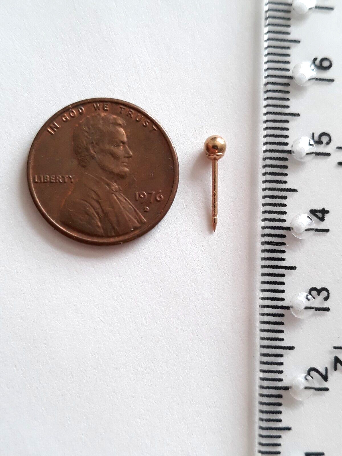 14K Solid Yellow Gold Single Ear Small Stud Earri… - image 4