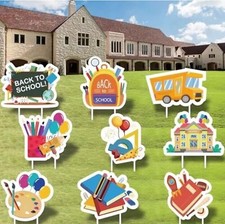 9pcs Back to School Decorations, Back to School Yard Sign with Sturdy Stakes Out