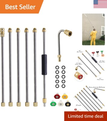 #ad High Performance 8 ft Pressure Washer Wand Set 7 Pieces for All Cleaning Tasks $37.97