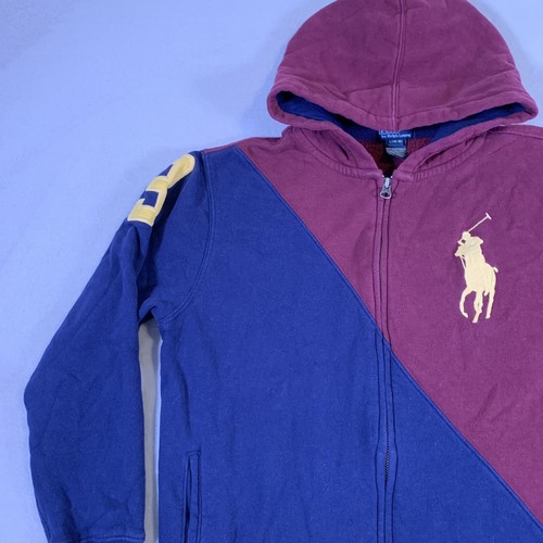 Polo Ralph Lauren Hoodie Boys Large Maroon Big Pony Full Zip Jacket Youth U59 - Picture 5 of 14