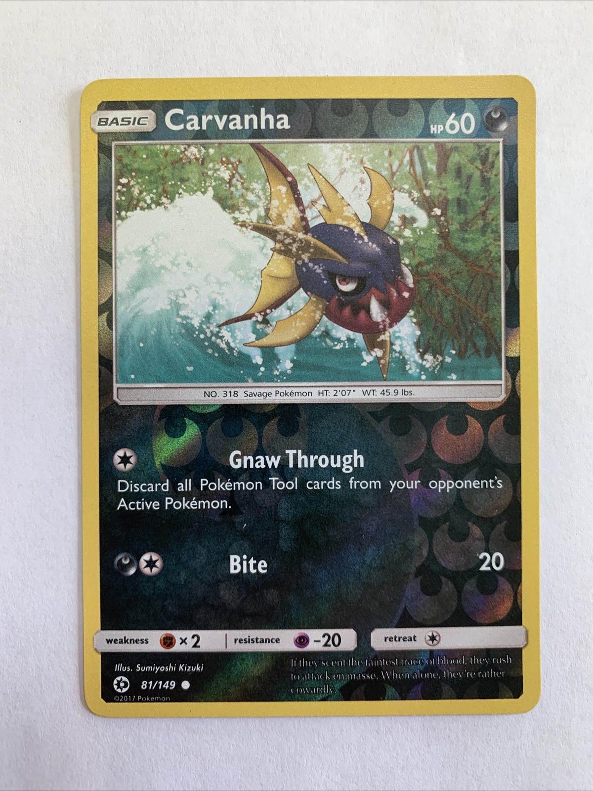 Pokemon- Sun And Moon- Carvanha 81/149- Common Reverse Holo Card