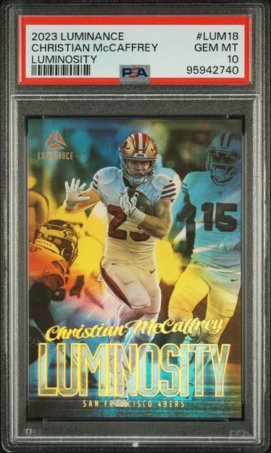 CHRISTIAN MCCAFFREY - 2023 Panini Luminance LUMINOSITY SSP PSA 10 NFL 49ers