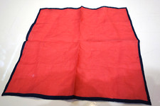Ferrell Reed Linen handkerchief Hanky Pocket Square Pink navy Blue Border 12x12