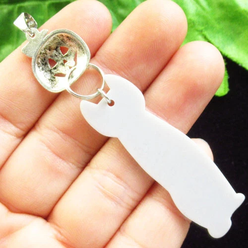 2Pcs 60x15x3mm Gray Acrylic Cat&Tibetan Silver pumpkin Pendant Bead FH61570 - Image 2 of 3