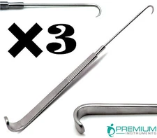 3 Pcs Surgical NEWS ENT Tracheal Hook Retractor 6" Sharp End Instruments