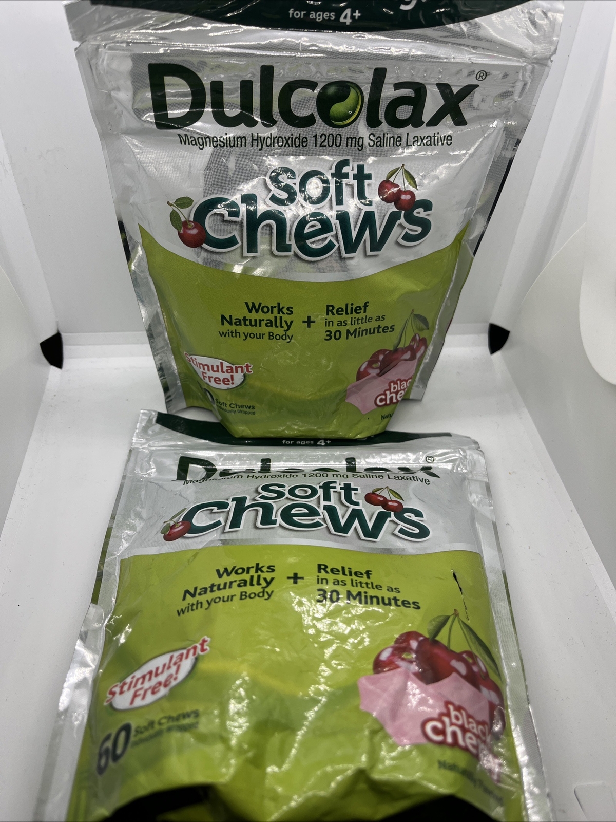 2 Dulcolax Soft Chews Laxative Black Cherry Constipation Relief 60ct/ea