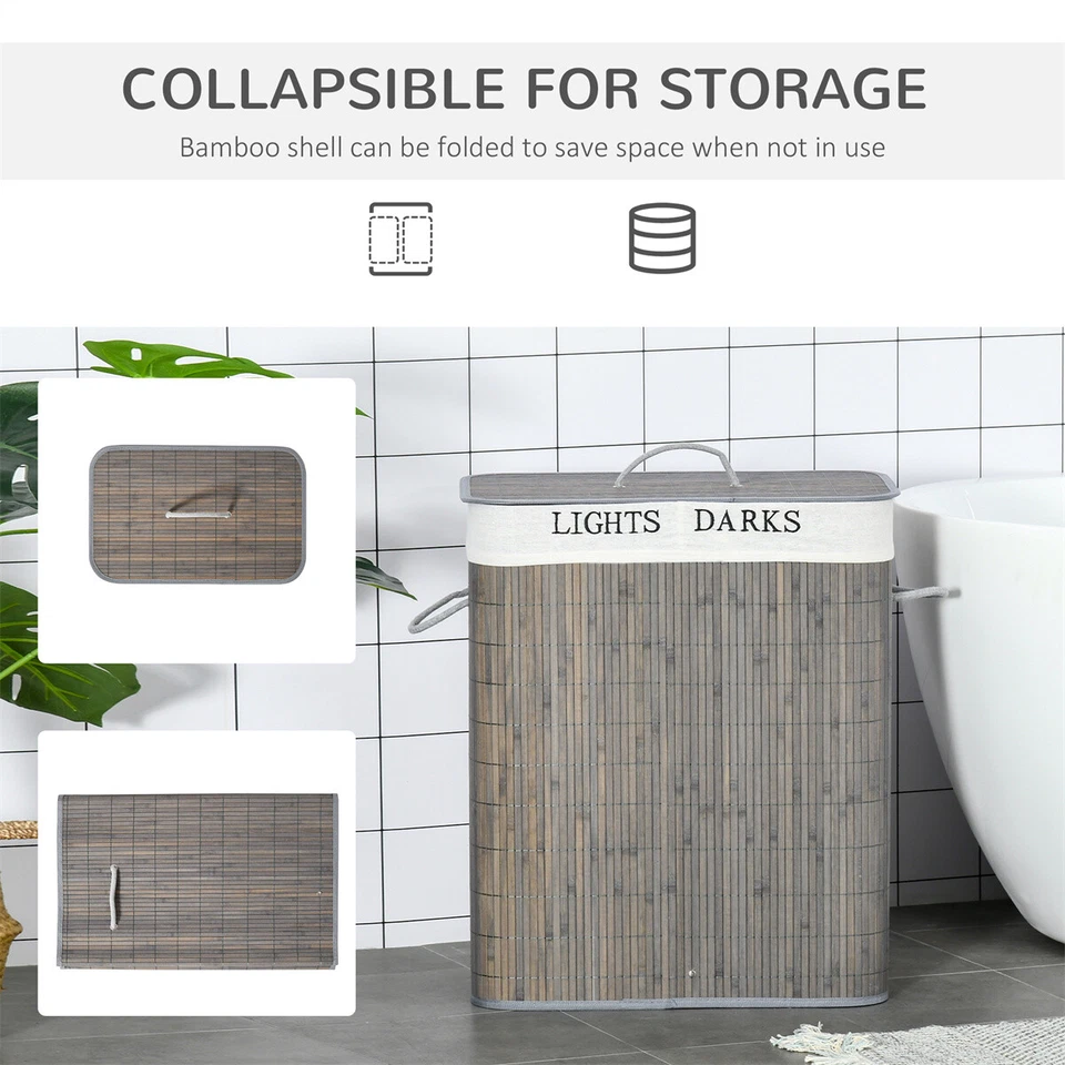 Armario de almacenamiento con cesto de lavandería con forro interior extraíble Foto 3 de 4