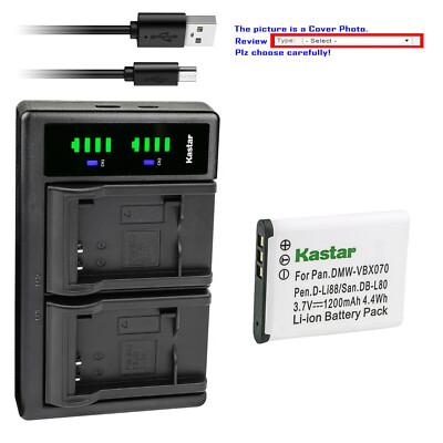 Kastar Battery LTD2 Charger for Sanyo DB-L80 & VPC-CG10EXW-B VPC-CG10GX VPC-CS1