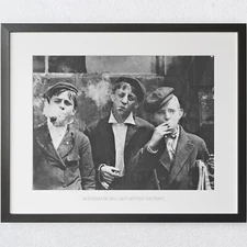 1900 Street Kids Smoking Cigarettes - Vintage Retro 1900s Premium Art Print