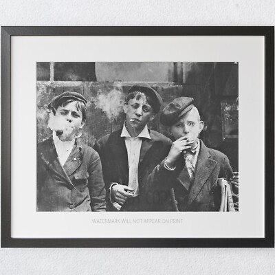 1900 Street Kids Smoking Cigarettes - Vintage Retro 1900s Premium Art Print 