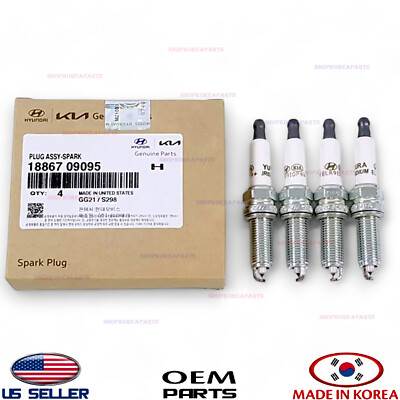 Genuine Spark Plugs 4pcs  OEM  Hyundai Kia 2.0L *See Compatibility 1886709095