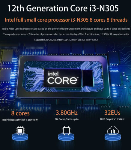 2.5G Firewall Router 12th Gen Intel i3 N305 N100 6x i226-V Fanless Mini PC DDR5 - Picture 9 of 14
