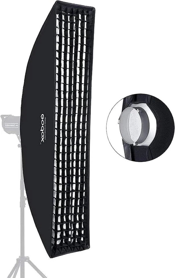 US 2*Godox 22x90cm 9"x 35" Honeycomb Grid Softbox for Studio Flash LED Light - Image 4 of 4