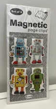 Re-Marks Robot Magnetic Robotic Page Clips Bookmarks Set Of 4 New