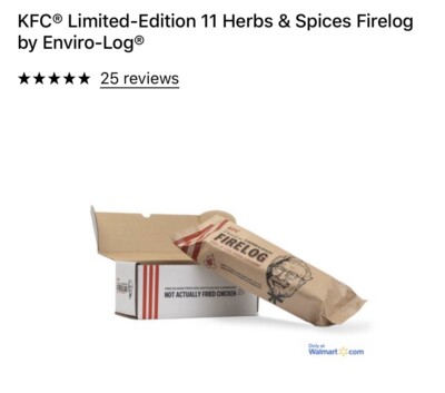 KFC FIRE LOG 11 HERBS AND SPICES ENVIROLOG KENTUCKY FRIED CHICKEN