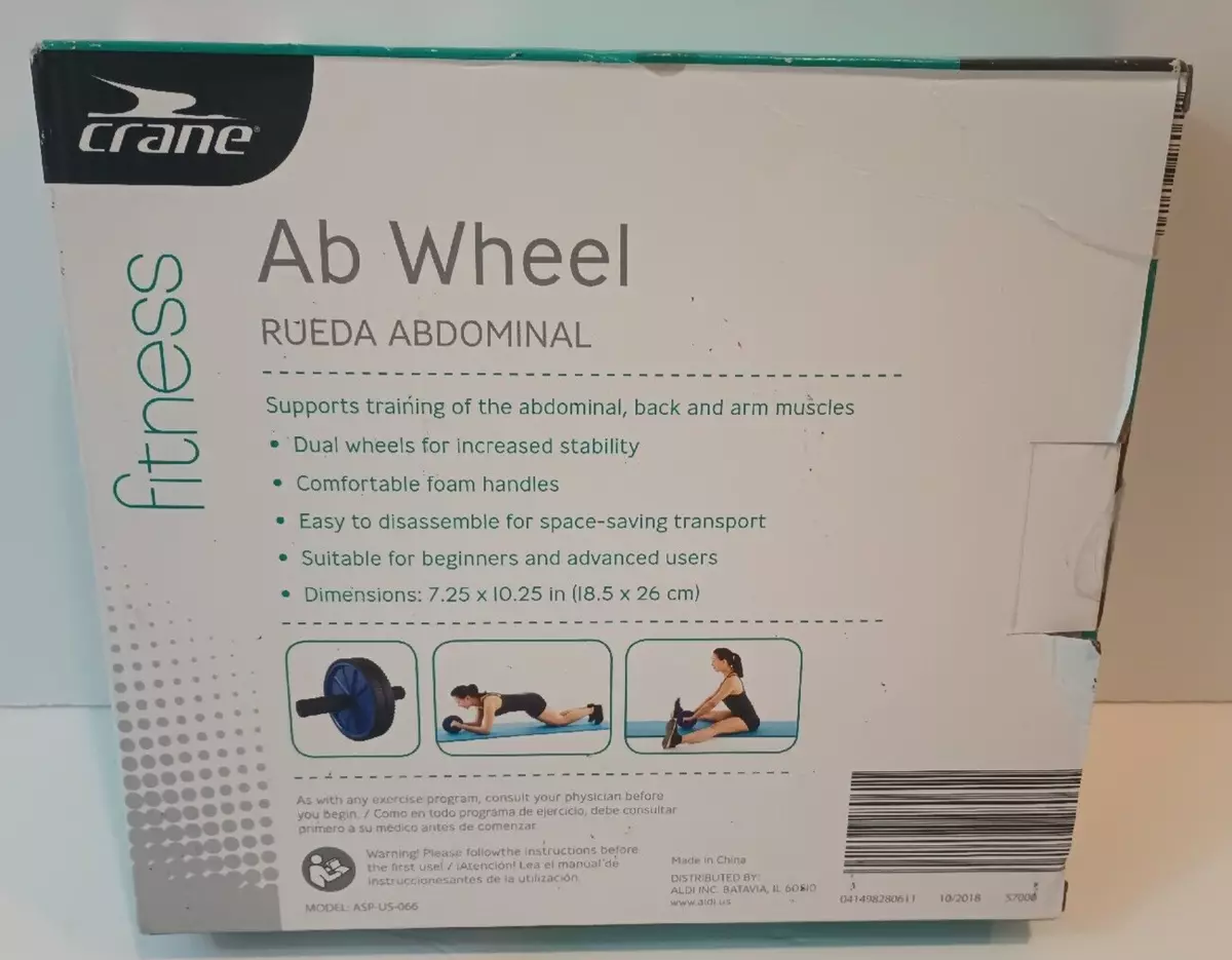 Crane Fitness Ab Toning Wheel blue black exercise chart