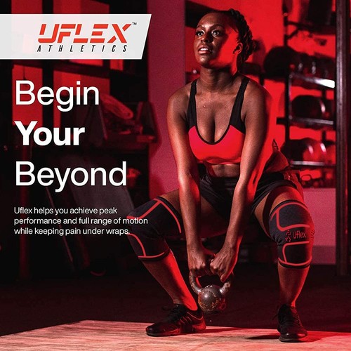 UFlex Sports Athletics Knee Compression Sleeve Support Brace Pain Relief Fitness - Picture 8 of 12