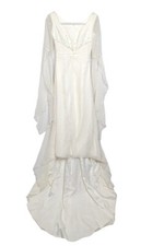 St. Patrick Sz 6 Ivory Wedding Gown Long Draped Sheer Sleeves Train Embellished