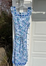 NWT Talbots Pretty Blues Green Lavender Floral Square Neck Lined Dress 20W