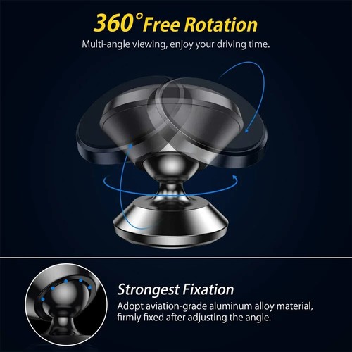 Support Téléphone Voiture Magnétique Support 360° Tableau de Bord Aimant pour iPhone Samsung - Photo 10 sur 12