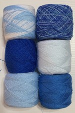 Crystal lace yarn. Colors Blues, Acrylic/Rayon. 900 yards 1 set of 6 Balls.