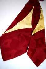 Neck Tie VTG Superba Cravats 30s 40s Art Deco Sails Ruby Brocade Tie 51" x 3.75"