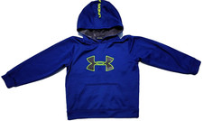 Boys Under Armour Sweatshirt Size Medium Hoodie Blue Pull Over Yellow