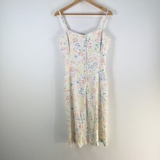 Ines de la fressange uniqlo dress womens size M pencil white floral 108980